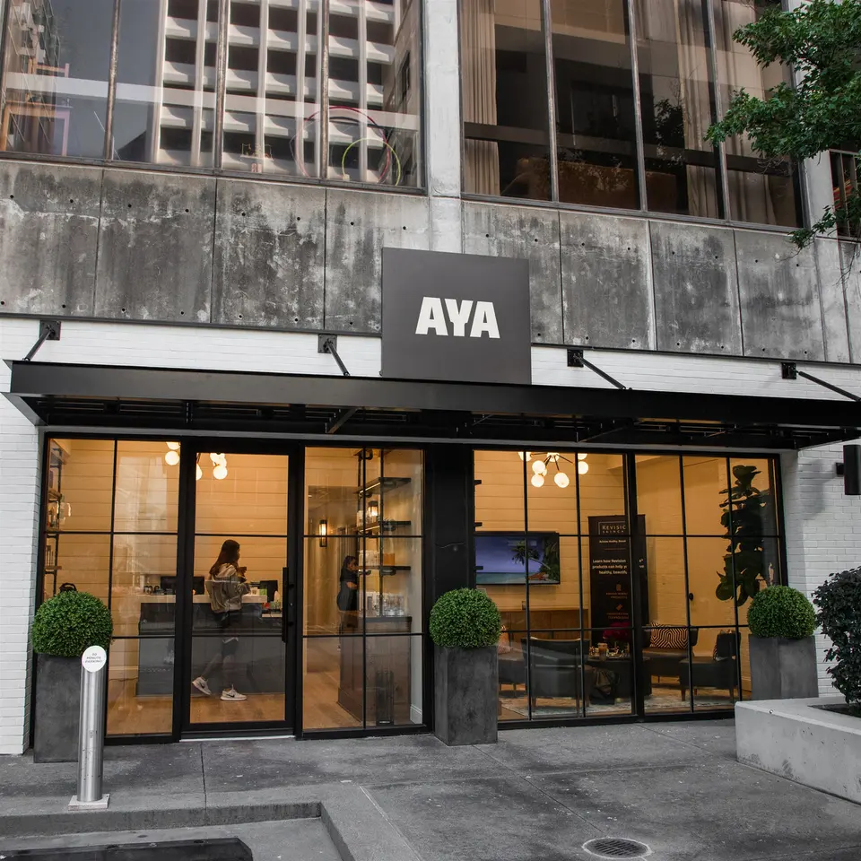 Storefront exterior of AYA Colony Square med spa