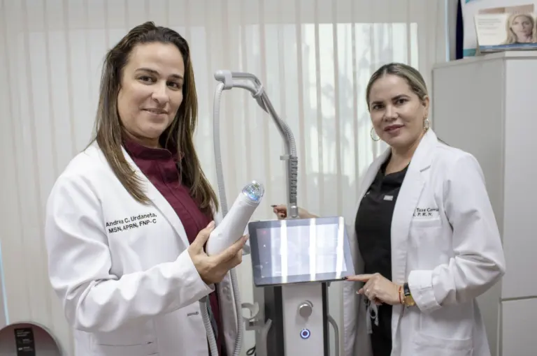 Andrea C. Urdaneta, MSN, APRN, FNP-C and a colleague at FaceBeauty Med Spa