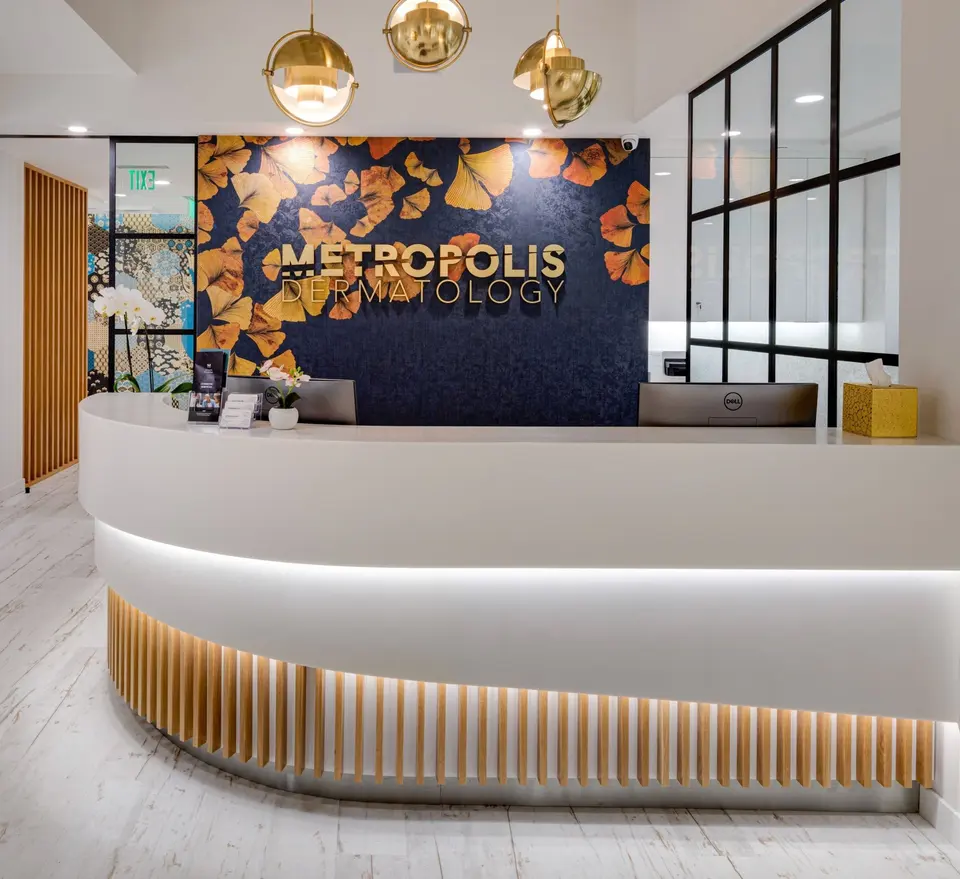 Reception desk at Metropolis Dermatology Brentwood