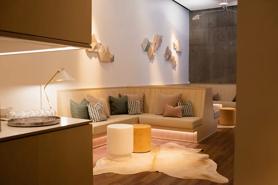 Lounge seating at milk + honey Culver City
