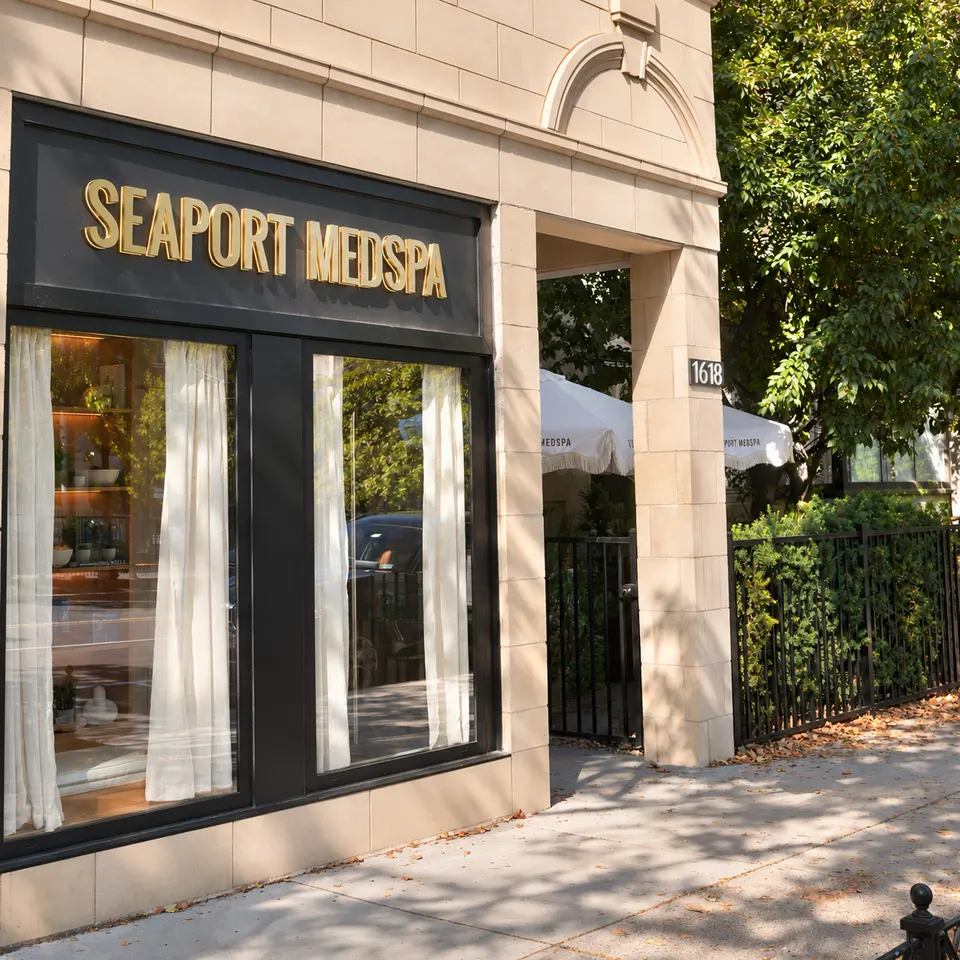 Seaport Medspa Brookline storefront at 1618 Beacon Street with gold signage
