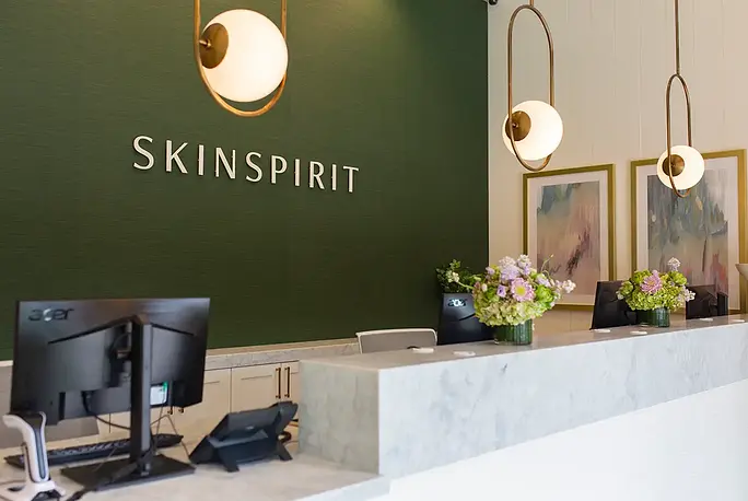 Reception desk interior at SkinSpirit Dunwoody