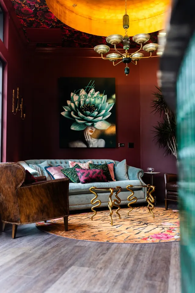 Lounge seating area at SubRosa Med Spa