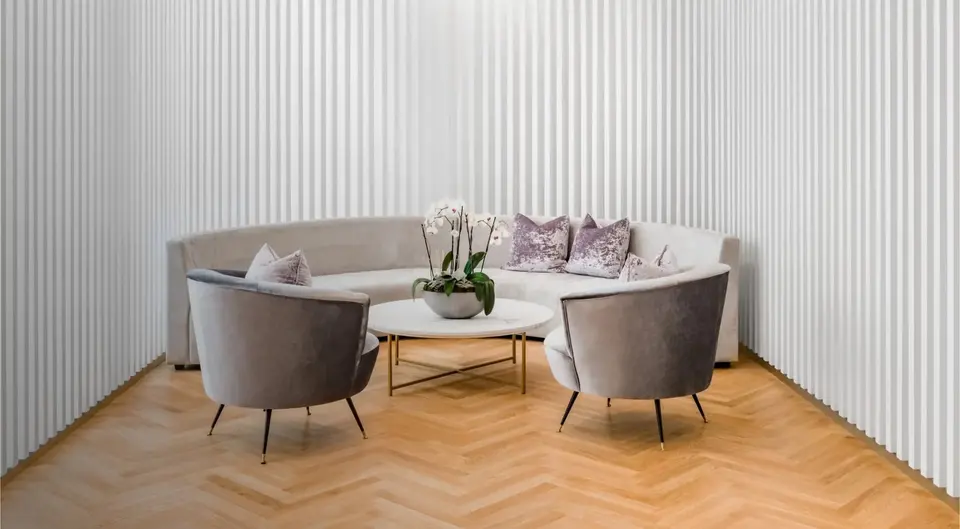 Lounge seating at V Line Cosmetic Clinic Los Angeles (Arcadia)